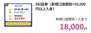 SBI証券新規口座開設＋入金で18,000円分GET